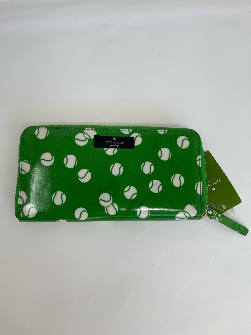 kate spade Green Tennis Ball Print Zip Wallet